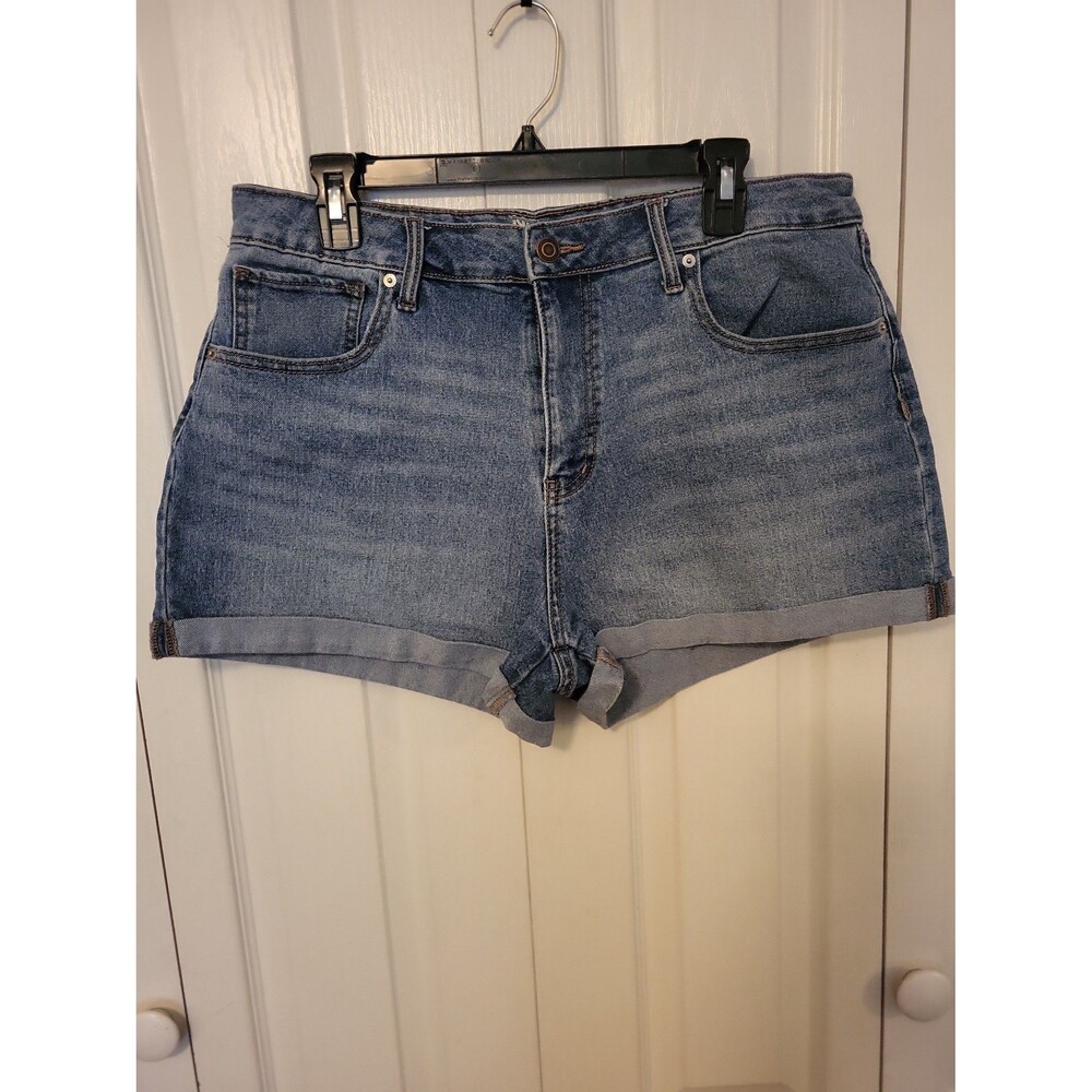 Women's Blue Denim Cuffed Shorts